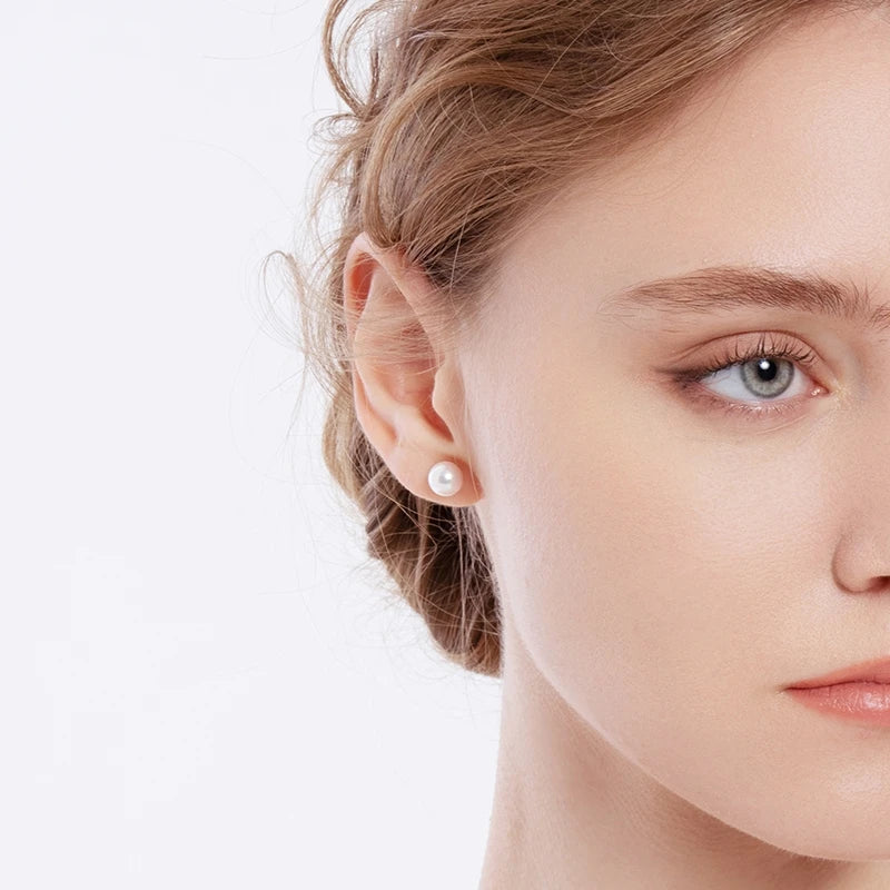 YUNLI 18K Gold Natural Freshwater Pearl Stud Earrings