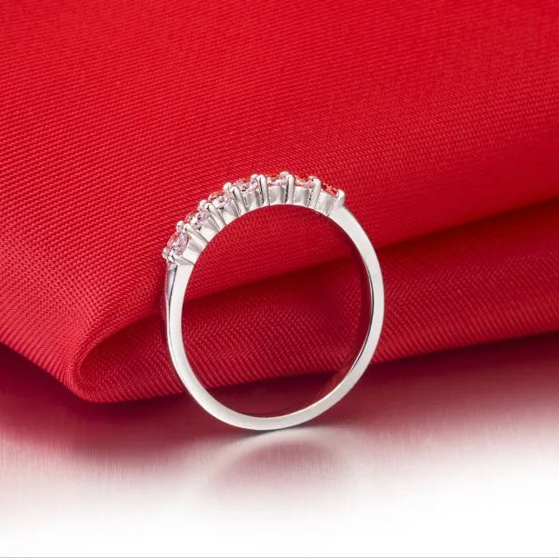 18K Gold 7 Stone Moissanite Friendship Ring