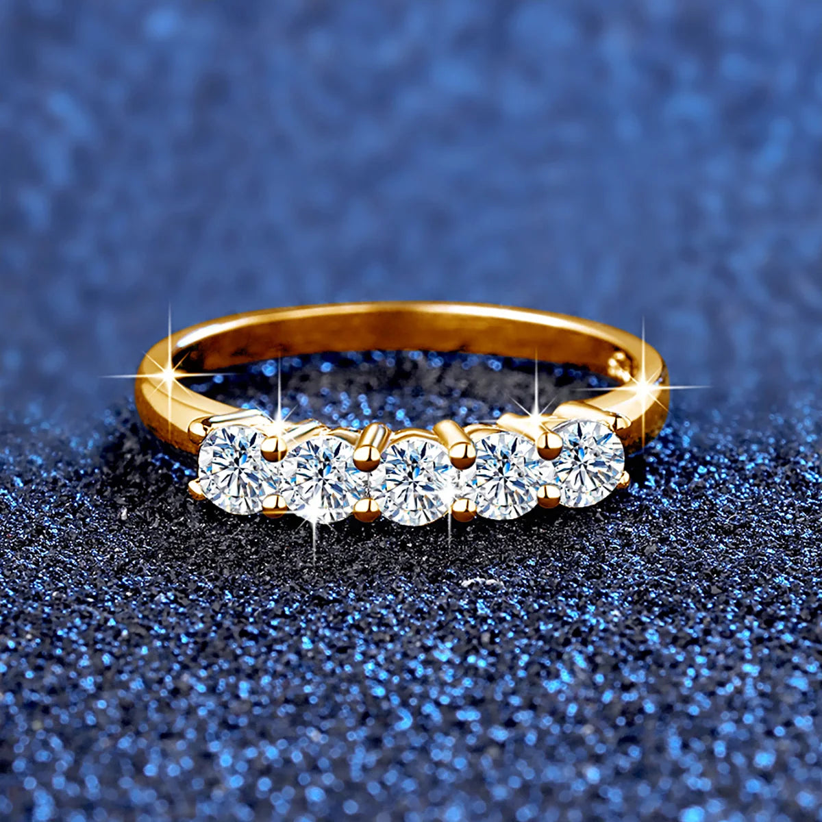 18K Gold & Moissanite Half Eternity Band