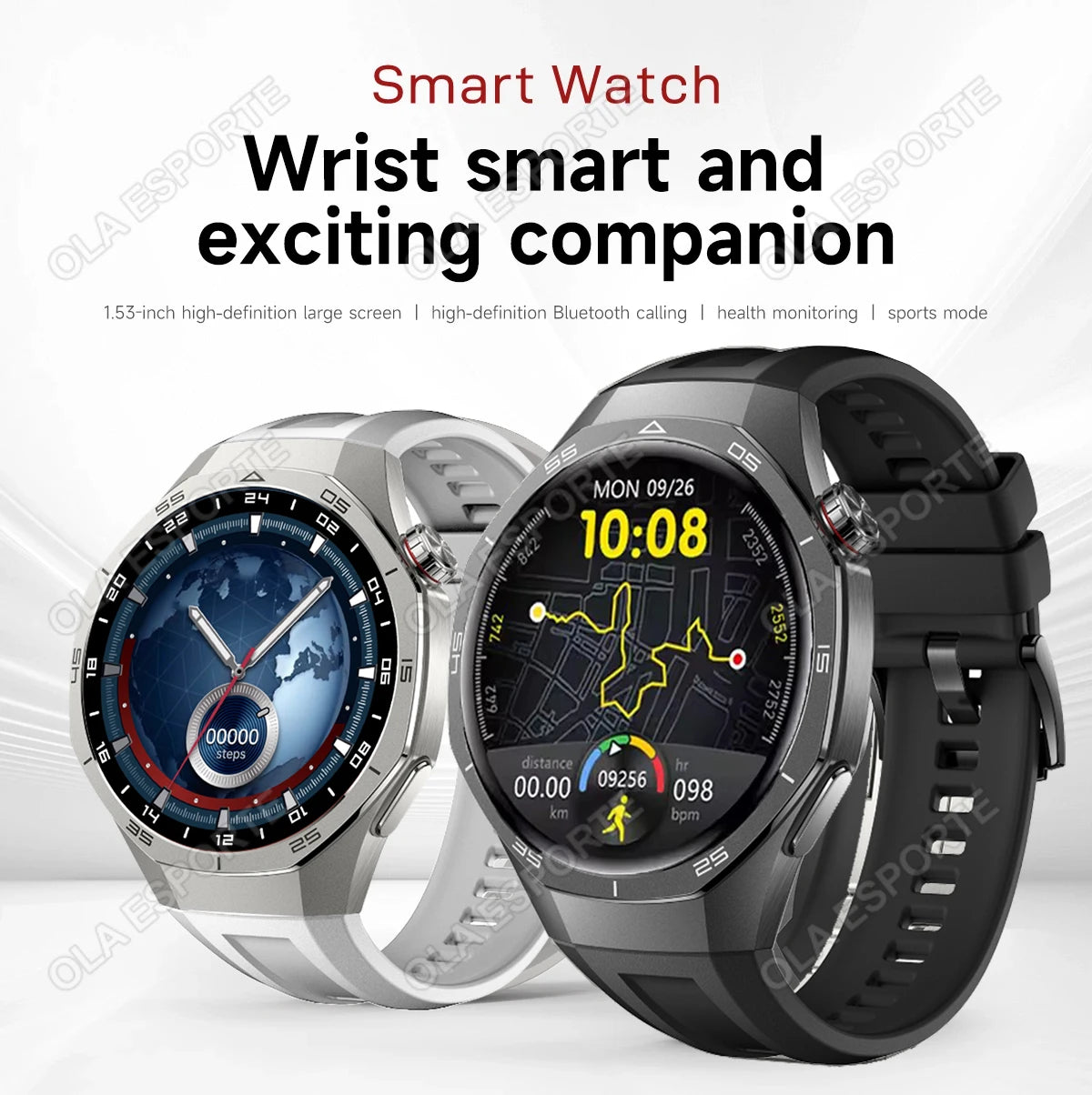 OLA ESPORTE Round Unisex Smart Watch for Android or iOS