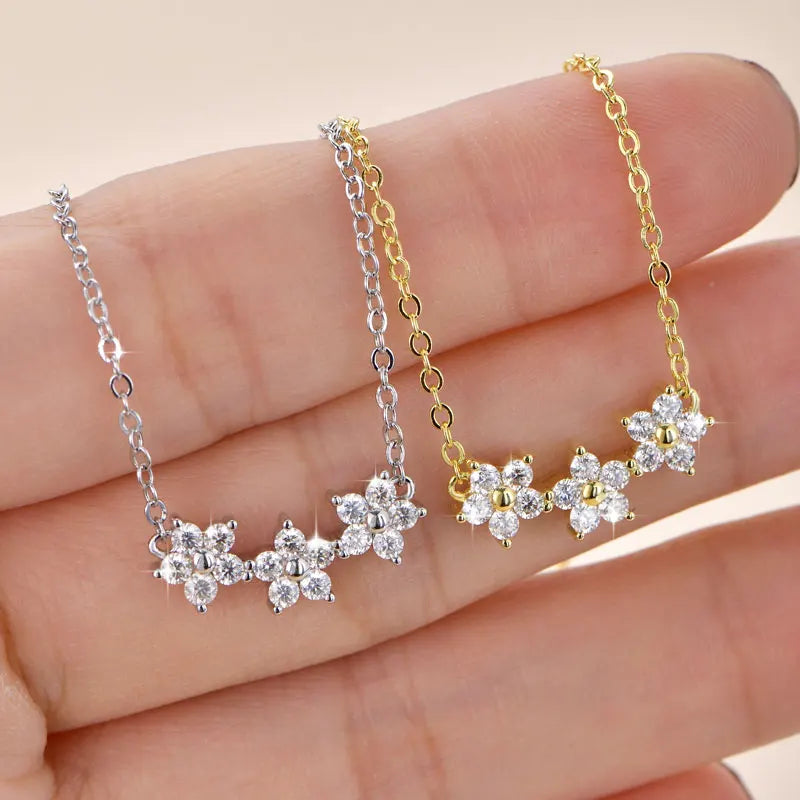 OXTAO Moissanite Earrings Pendant Necklace Set