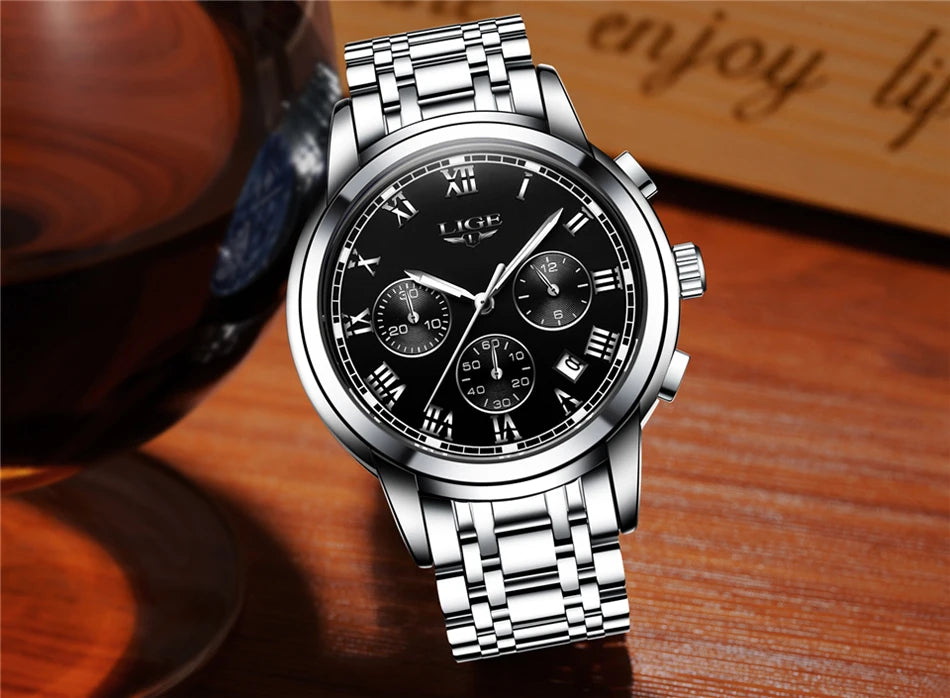 LIGE Relojes Hombre Chronograph Watch
