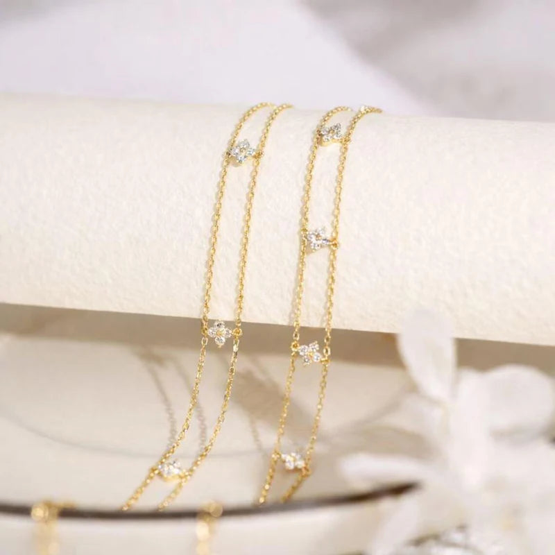 EHHAI Moissanite Clover Flower Bracelet