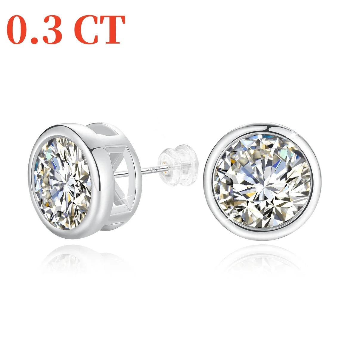 18K Gold Moissanite Bezel Stud Earrings