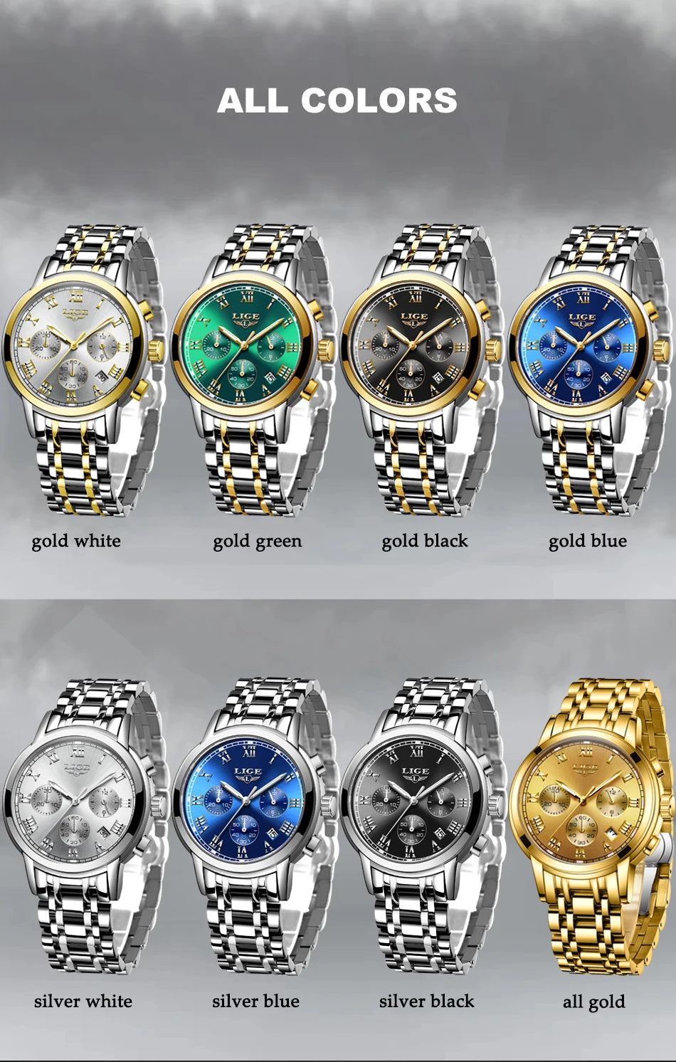LIGE Relojes Hombre Chronograph Watch