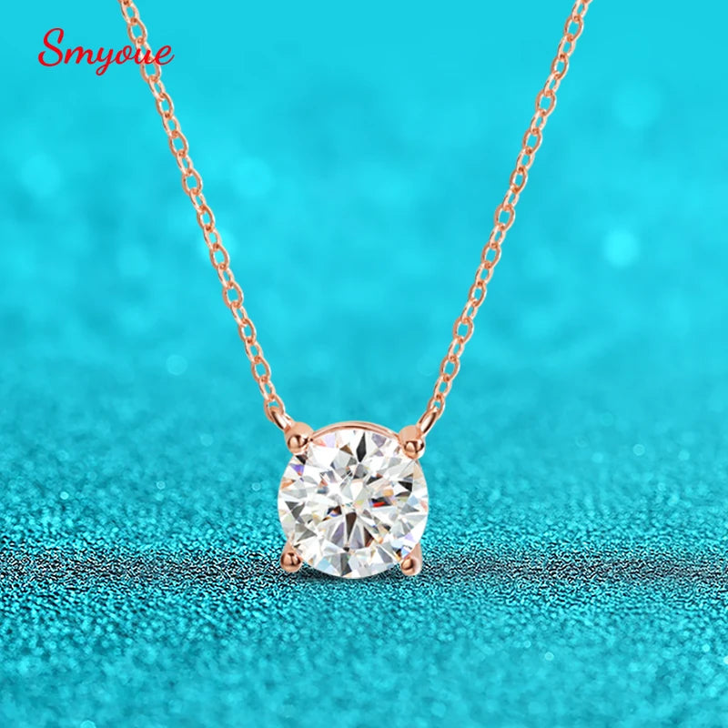SMYOUE farbenfrohe 1–5 ct Halskette aus Roségold mit Moissanit
