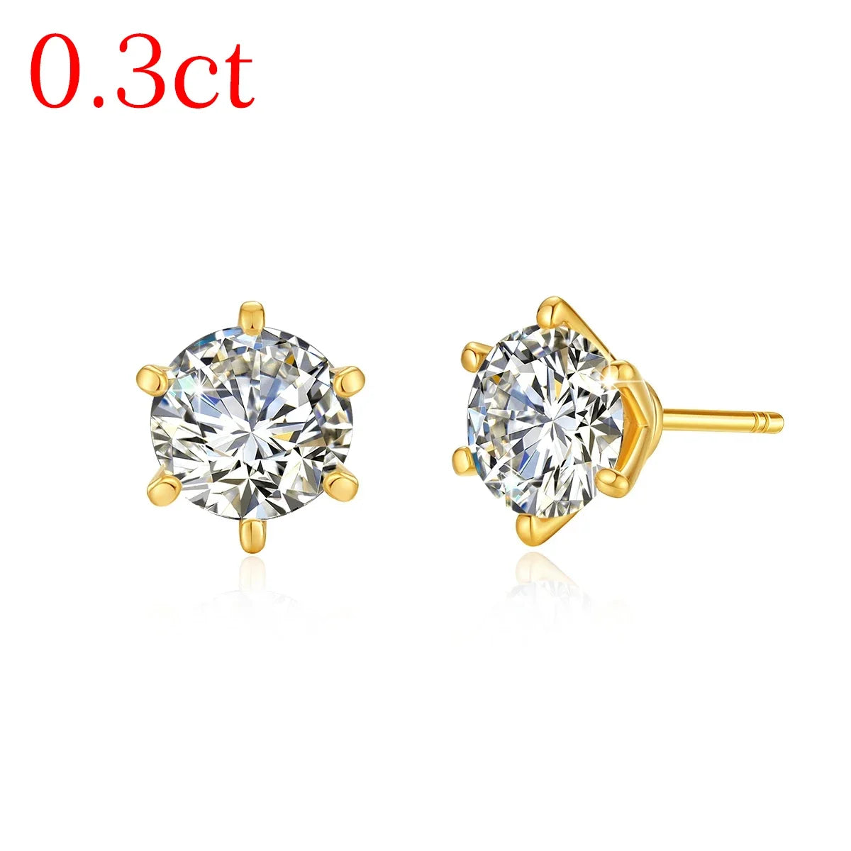 SZJINAO 18K Gold Moissanite Solitaire Earring Studs