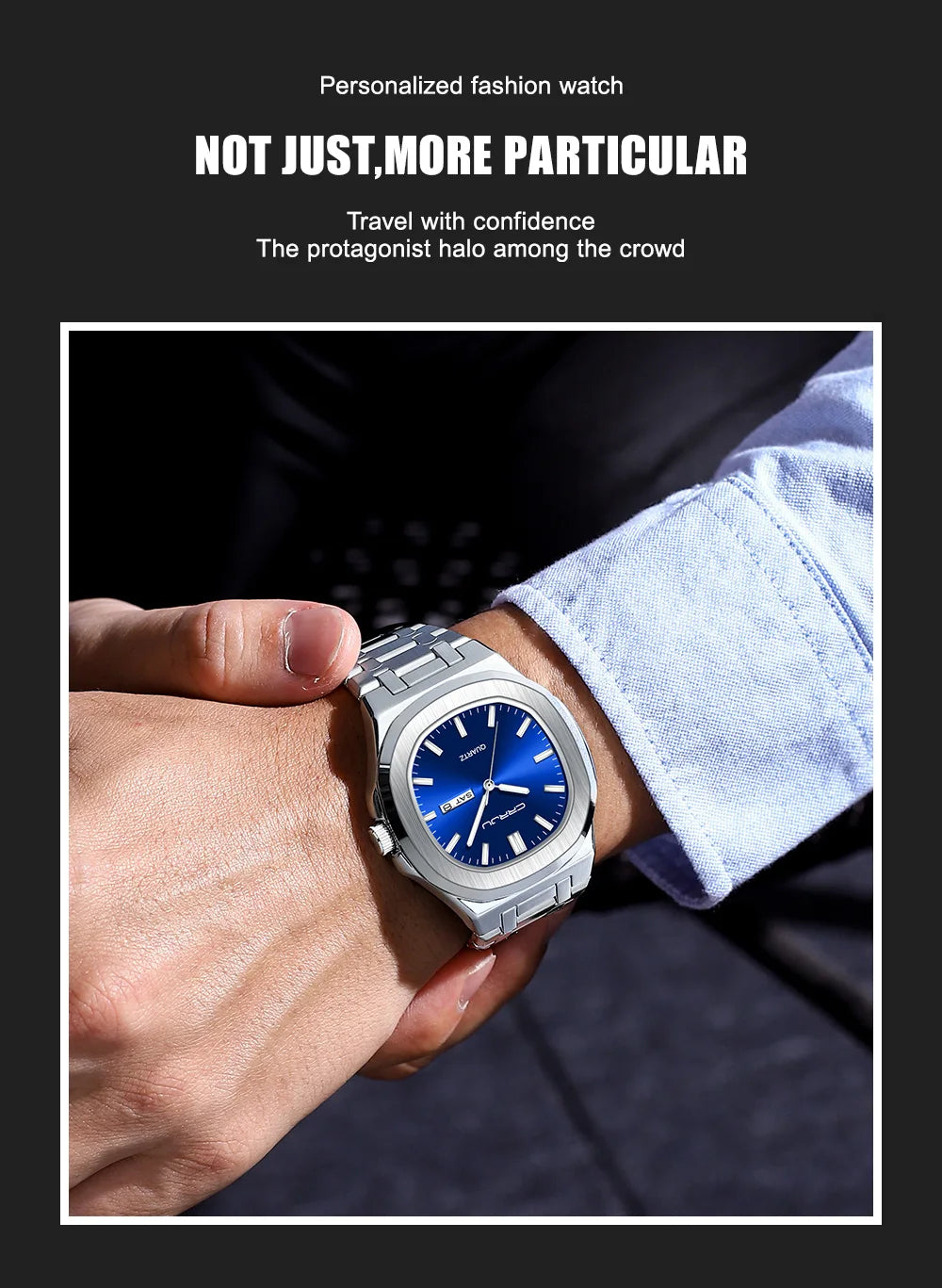 Orologio da uomo in acciaio inossidabile CRRJU