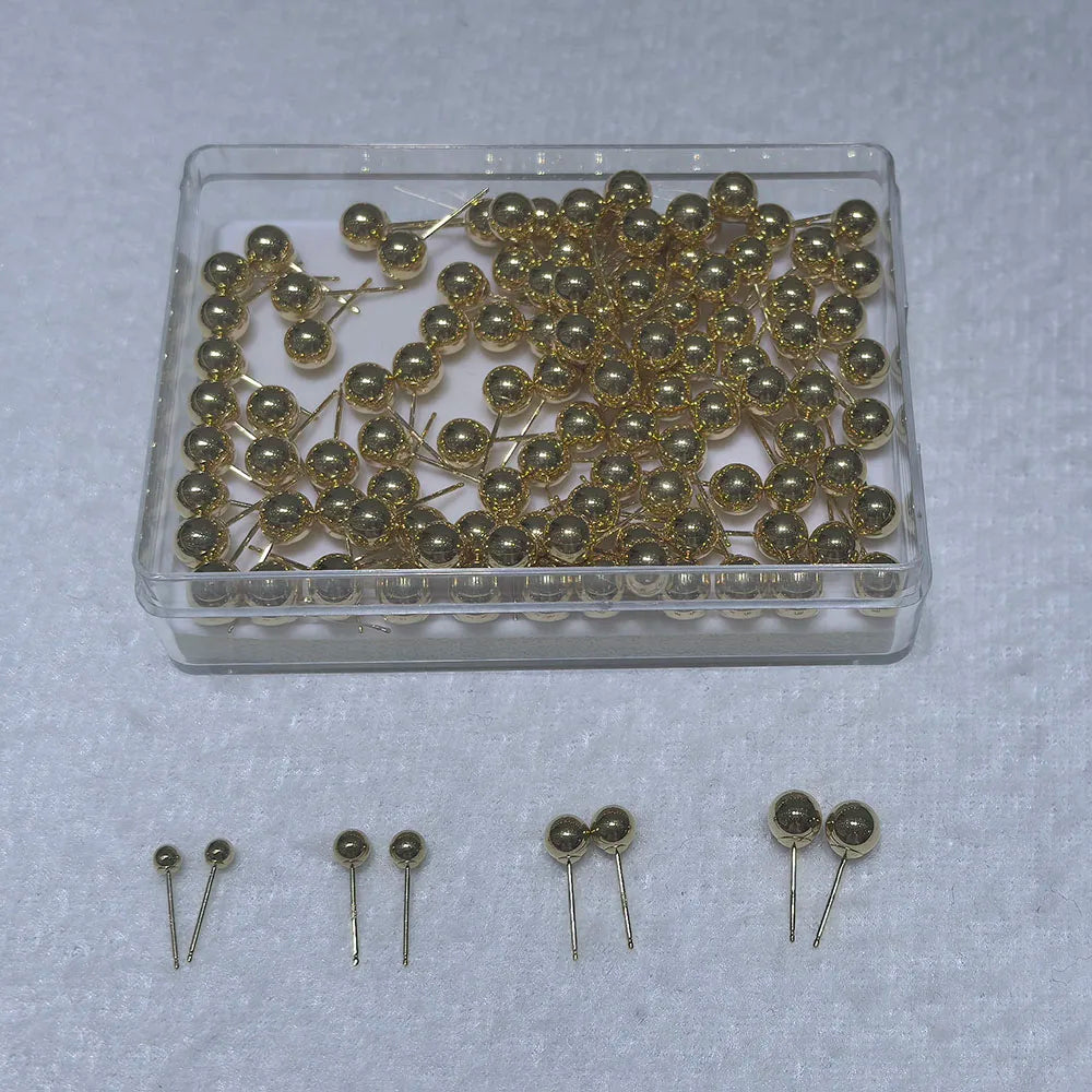 18K Gold Bead Stud Earring