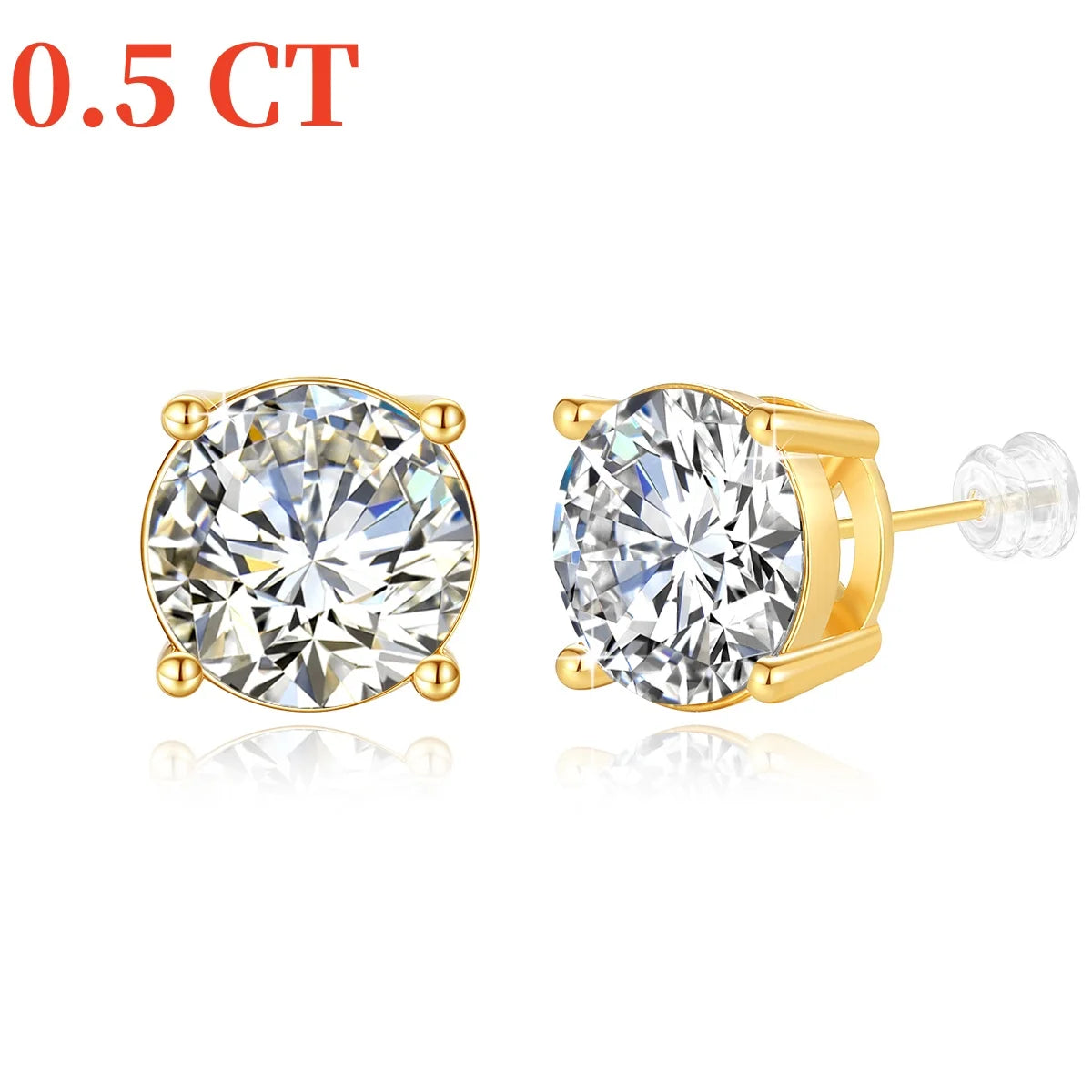 18K Gold Moissanite Bezel Stud Earrings