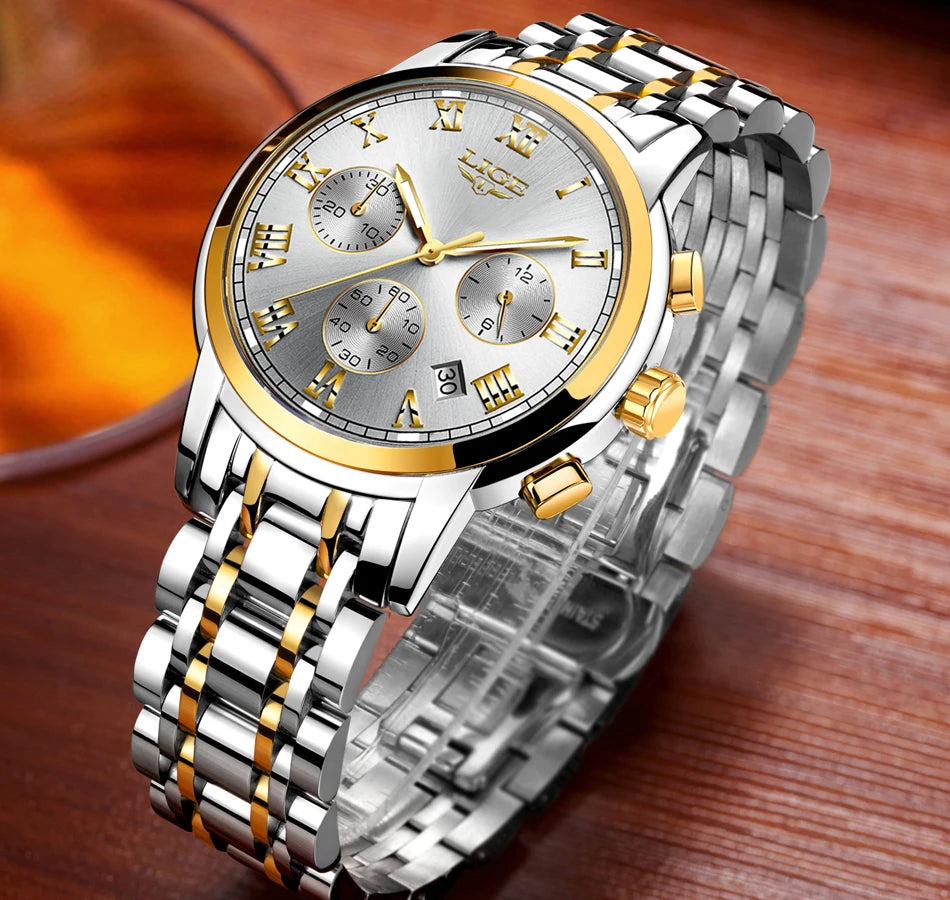 LIGE Relojes Hombre Chronograph Watch