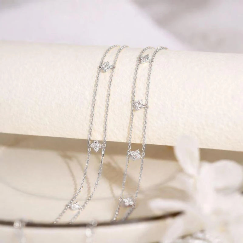EHHAI Moissanite Clover Flower Bracelet