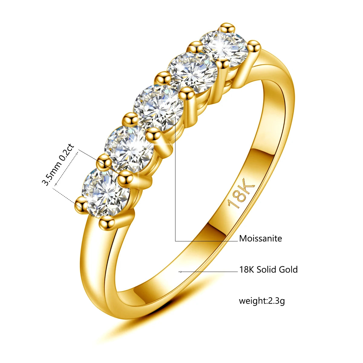 18K Gold & Moissanite Half Eternity Band