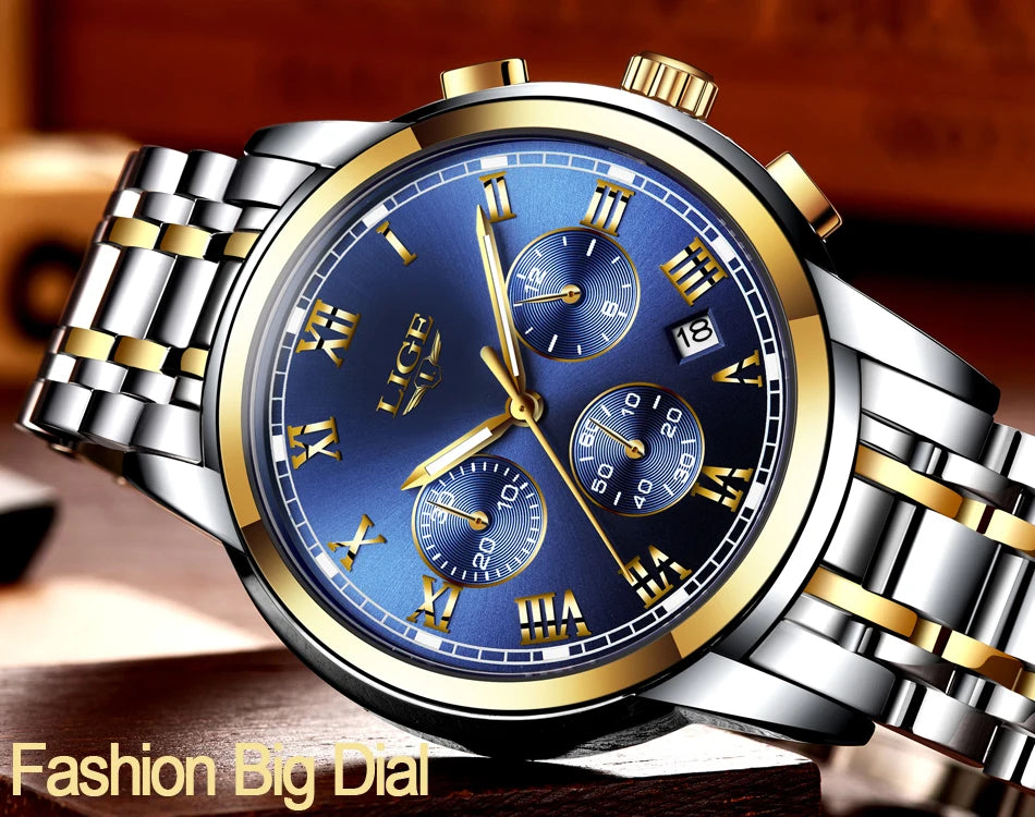 LIGE Relojes Hombre Chronograph Watch