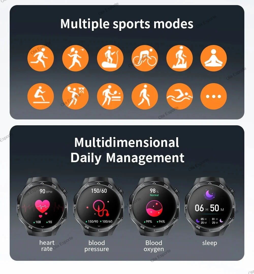 OLA ESPORTE Round Unisex Smart Watch for Android or iOS