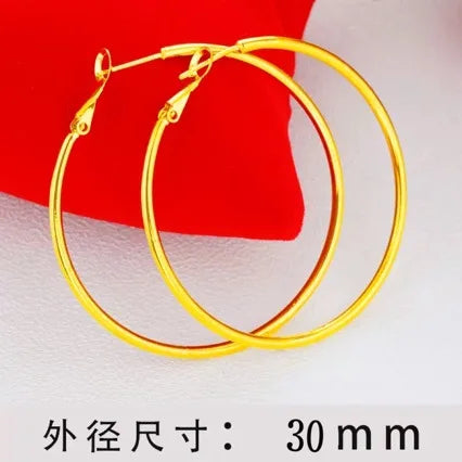 18K Gold 3cm Hoop Earrings