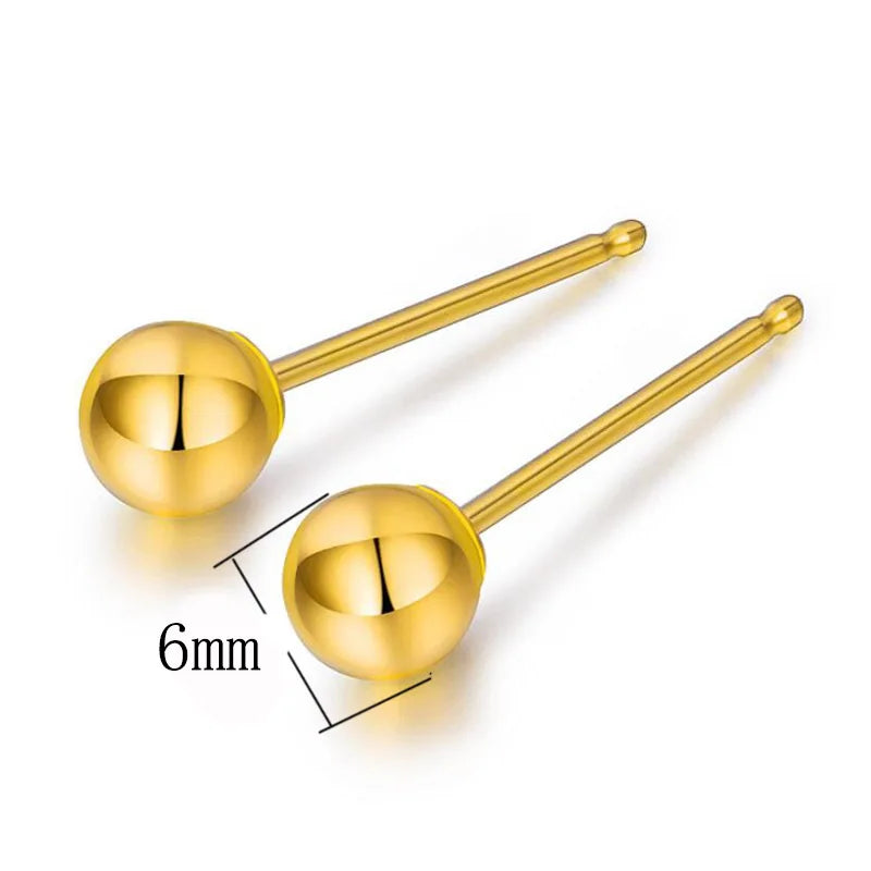 18K Gold Bead Stud Earring