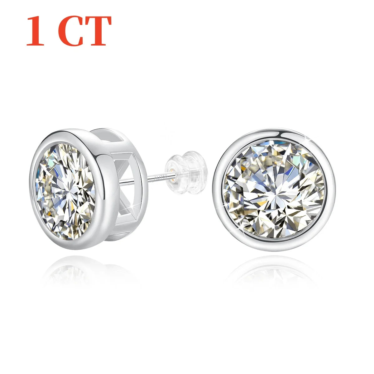18K Gold Moissanite Bezel Stud Earrings