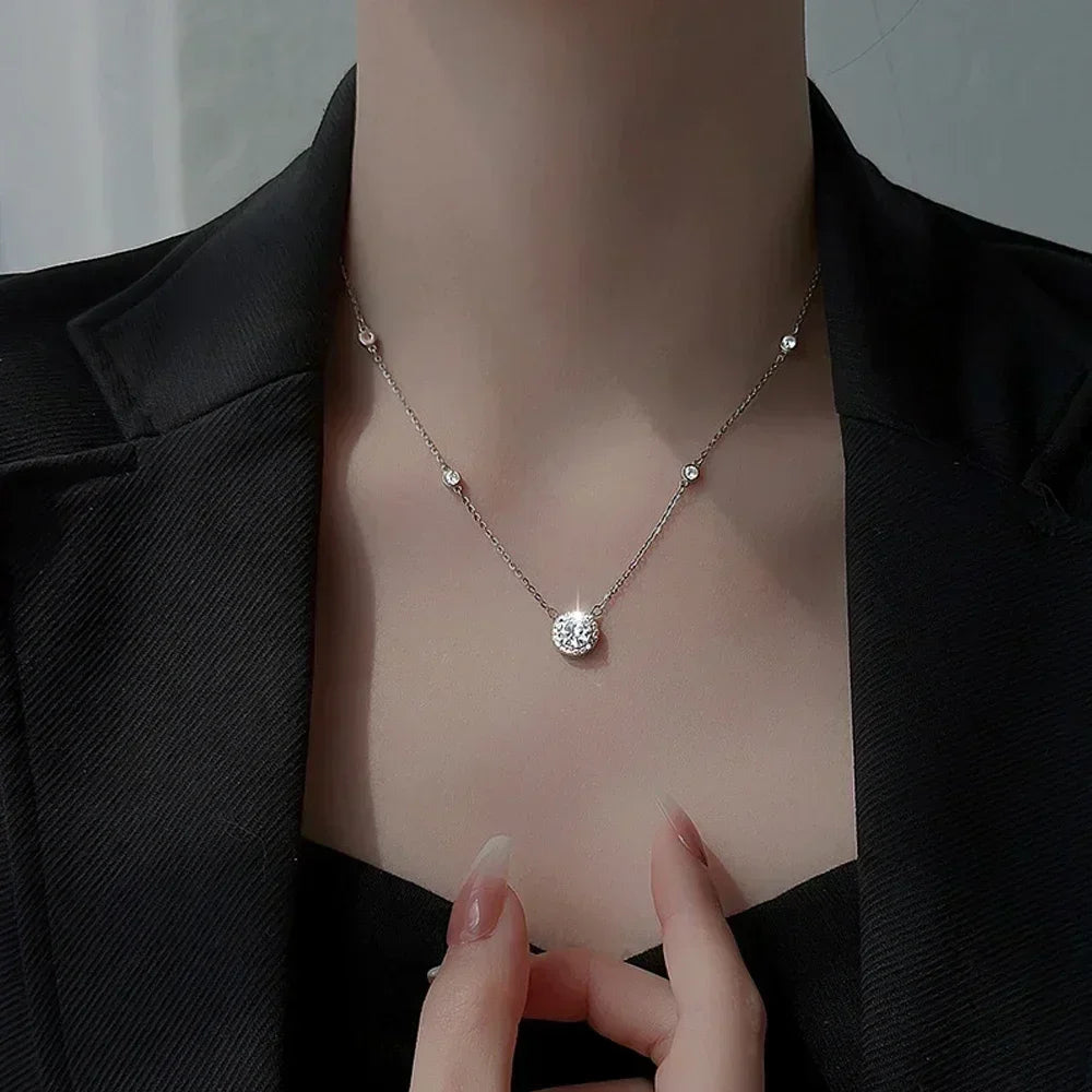 FEOBUR Sterling Silver & Moissanite O-Chain Necklace