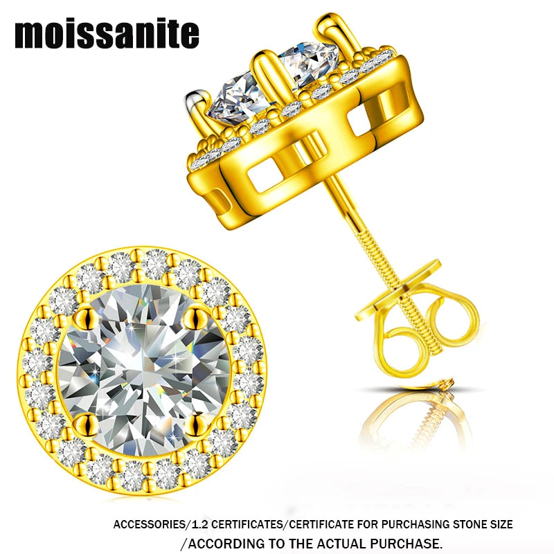 TUHE Certified Moissanite Stud Earrings 925 Sterling Silver Hypoallergenic Diamond Cut Jewelry Gift for Women