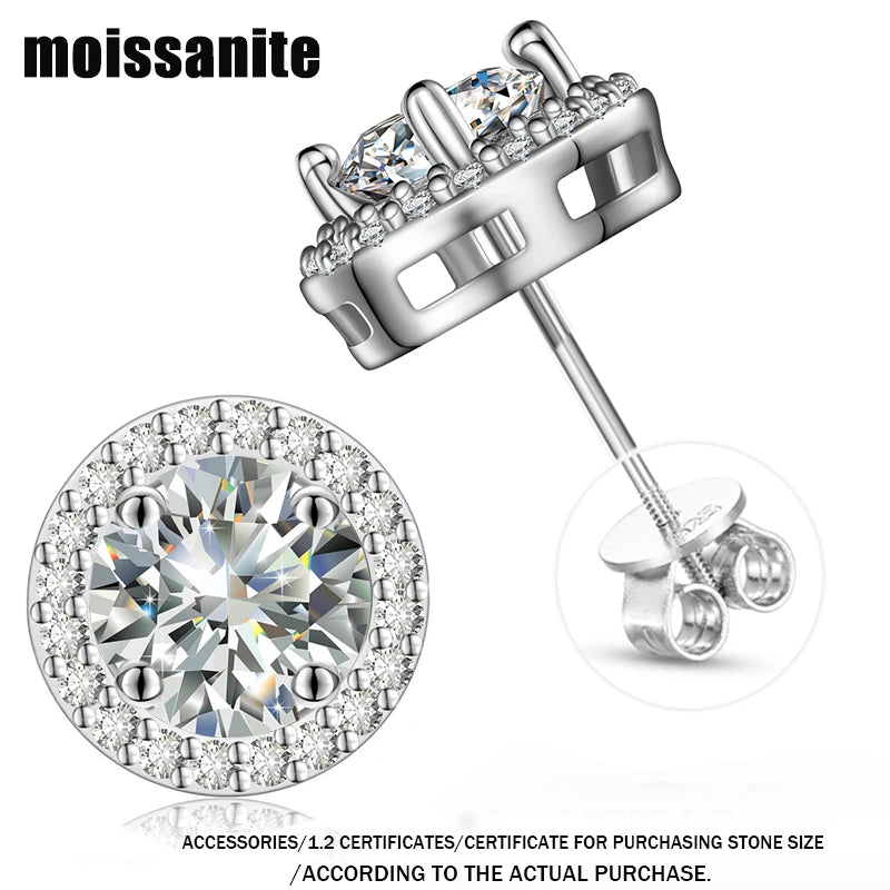 TUHE Certified Moissanite Stud Earrings 925 Sterling Silver Hypoallergenic Diamond Cut Jewelry Gift for Women