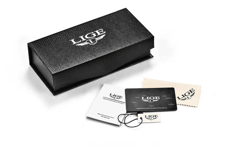 Reloj LIGE para hombre de acero inoxidable y cuero