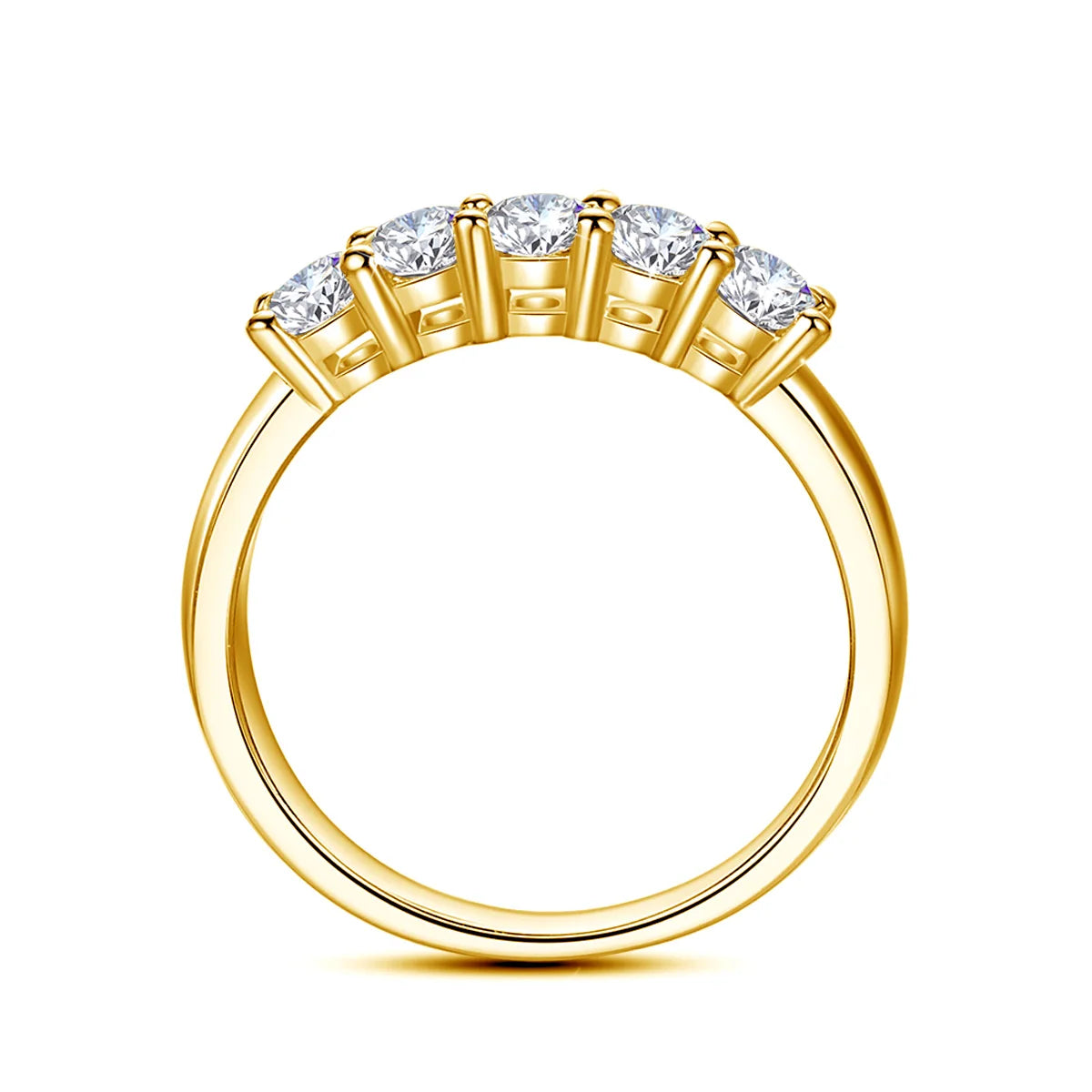 18K Gold &amp; Moissanite Half Eternity Band