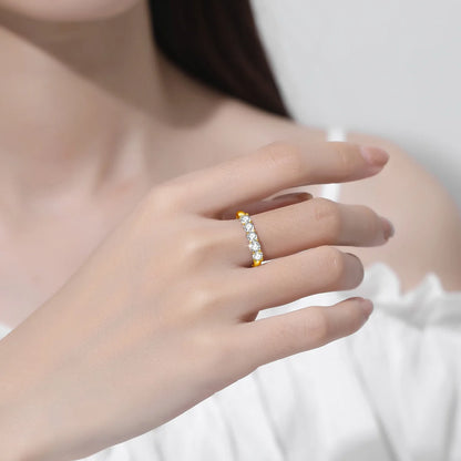 18K Gold &amp; Moissanite Half Eternity Band