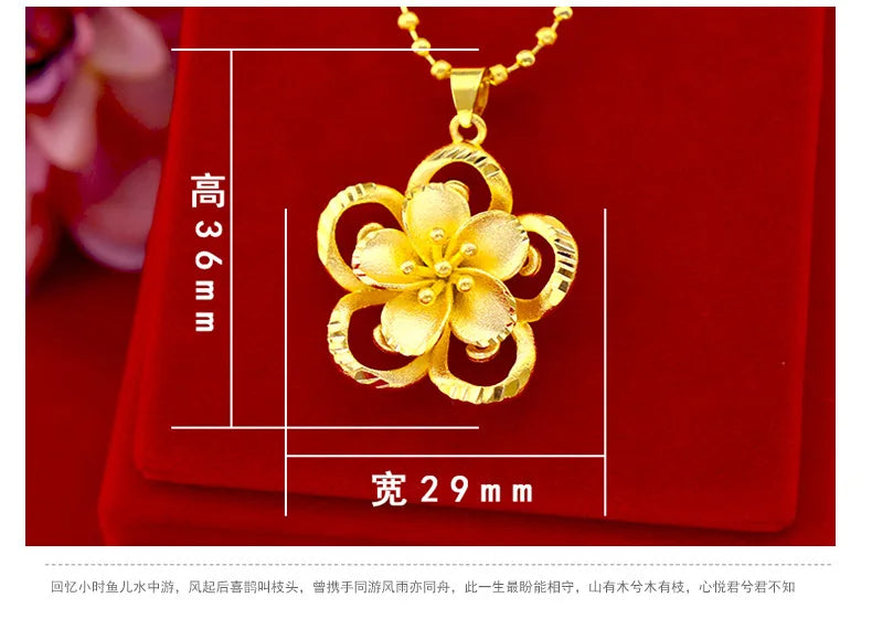 999 Pure Gold Sunflower Pendant Sun Flower 3D Hard Gold 18K Gold AU750 Necklace Female Fine Christmas Gift Real Gold Jewelry