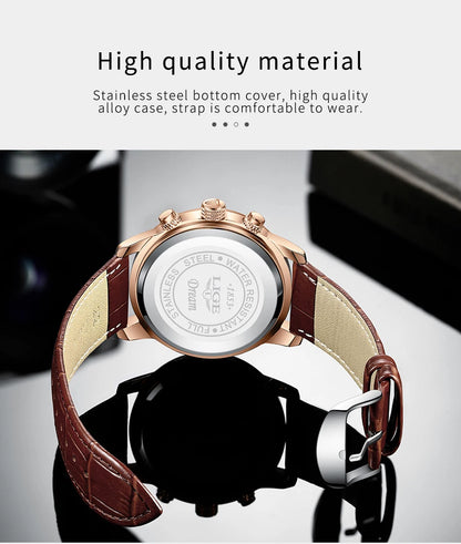 Reloj LIGE para hombre de acero inoxidable y cuero