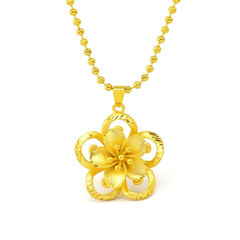 999 Pure Gold Sunflower Pendant Sun Flower 3D Hard Gold 18K Gold AU750 Necklace Female Fine Christmas Gift Real Gold Jewelry