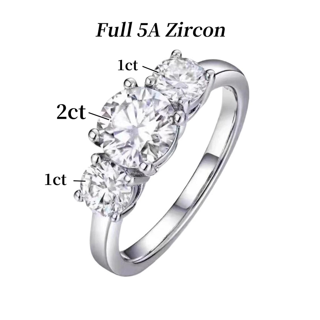 2/4CT Certified Moissanite Rings 925 Sterling Silver Three Lab Diamond Engagement Wedding Band For Women 18K Plated Fine Jewelry