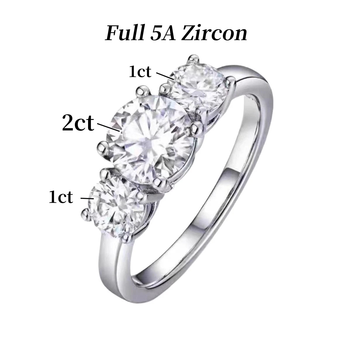 2/4CT Certified Moissanite Rings 925 Sterling Silver Three Lab Diamond Engagement Wedding Band For Women 18K Plated Fine Jewelry