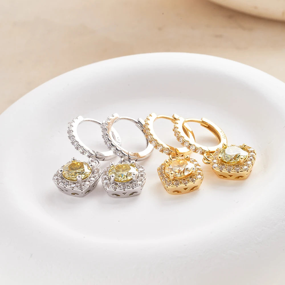 JoyceJelly 1ct GRA Certified Moissanite Earrings Color VVS D Solid Sterling Silver 925 18K Gold Plated