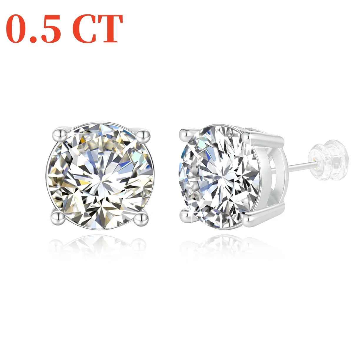 18K Gold Moissanite Bezel Stud Earrings