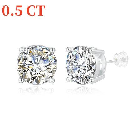 18K Gold Moissanite Bezel Stud Earrings