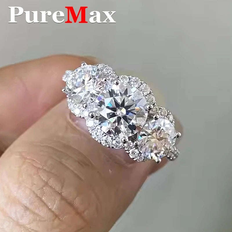 PureMax 1ct oval Certified Moissanite Rings For Woman 925 Sterling Silver Jewelry Engagement Woman&