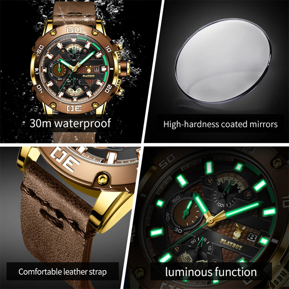 Orologi cronografici da uomo PLAYBOY, resistenti all&