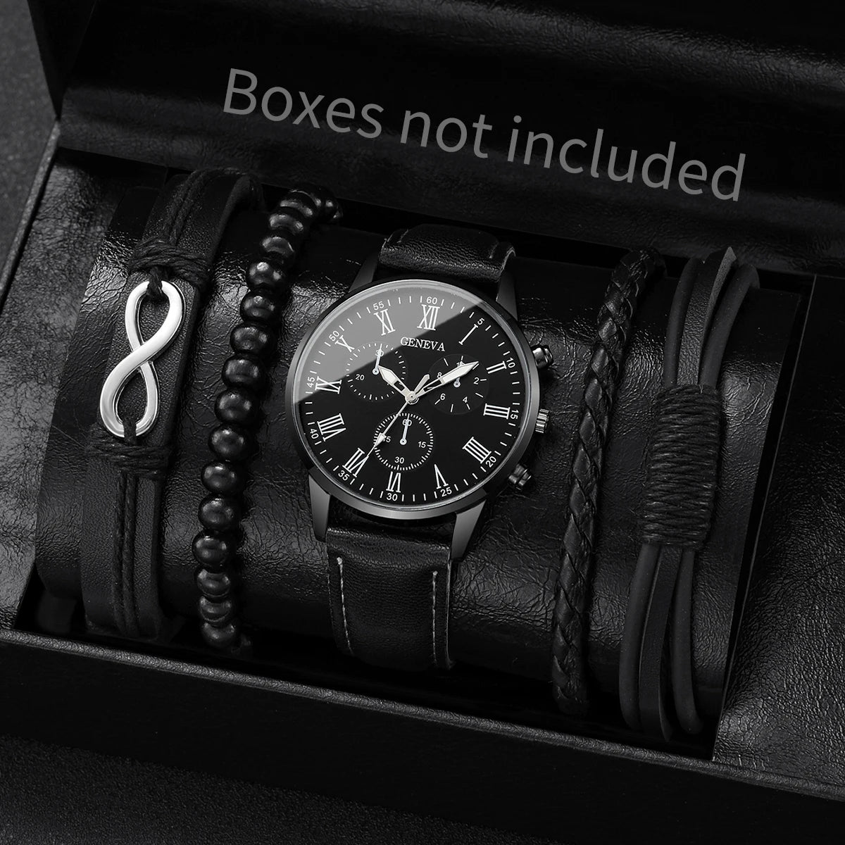 RUNERR Set Orologio da Uomo Nero