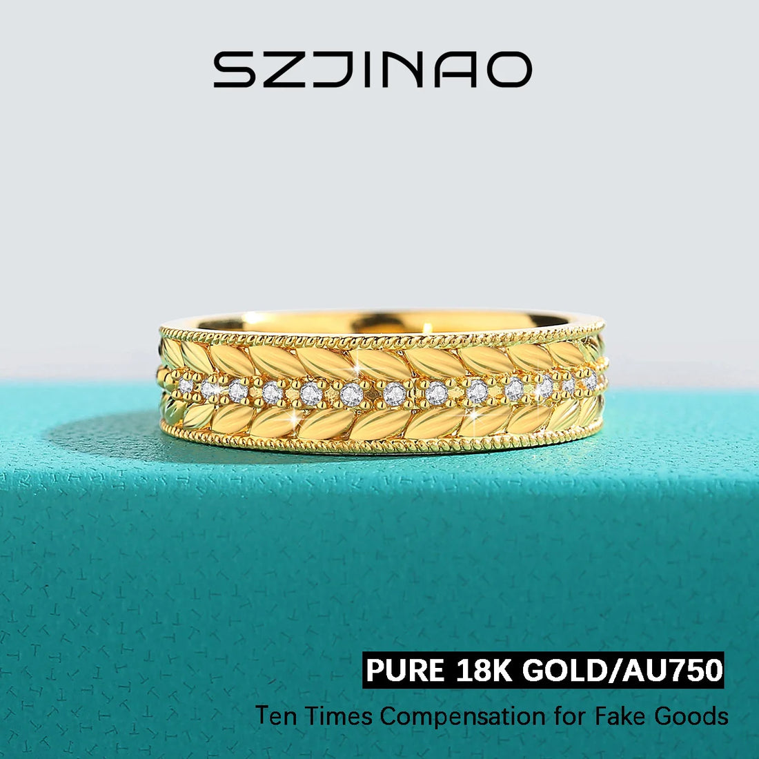 Genuine 100 18K Gold Ring AU750 