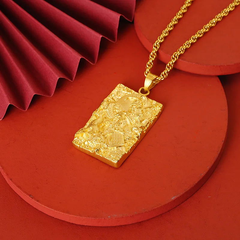 Luxury 24K 9999 Pure Gold real gold Men's Pendant Changsheng General Fu Brand Necklace Pendant