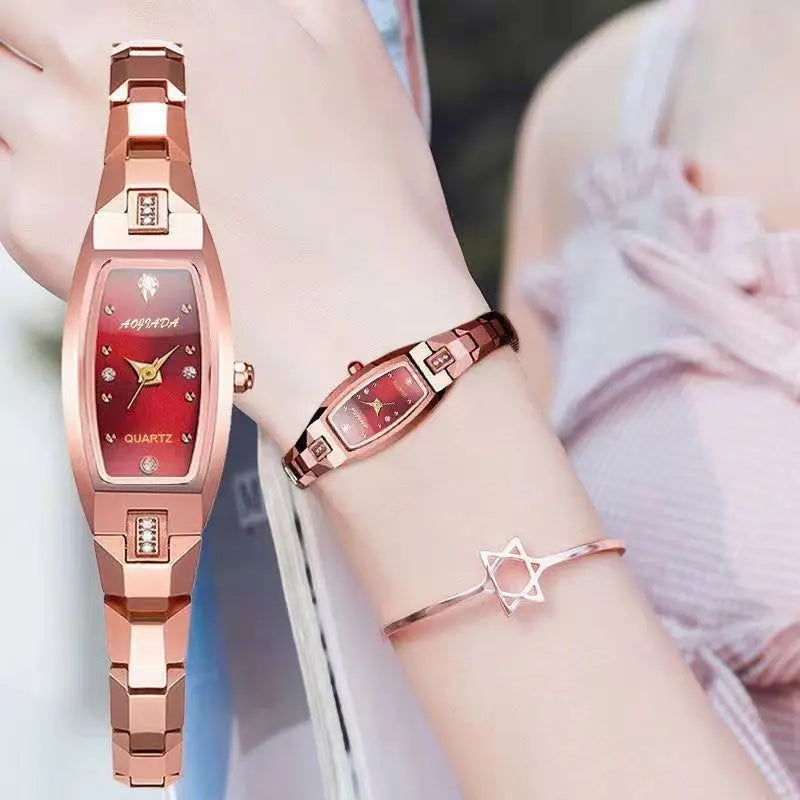 Rose Gold with Red Dial on Women&
