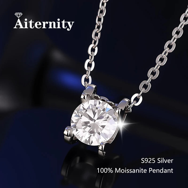 GRA Certificate 100% Real Moissanite Pendant Necklace D Color 1 Carat for Women Wedding Bridal S925 Sterling Silver Fine Jewelry
