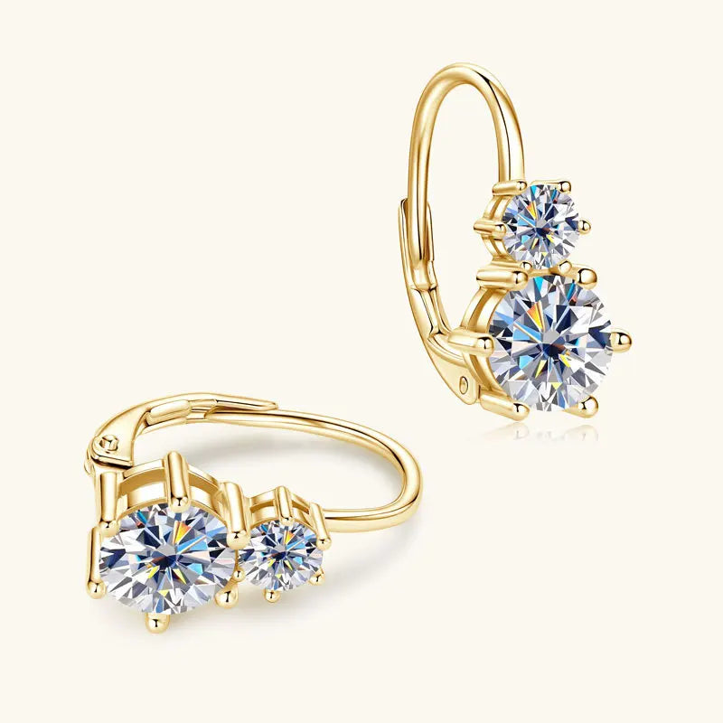 A pair of 925 silver 1.3 carat*2 moissanite earrings, simple and versatile for everyday use, autumn and winter holiday gifts