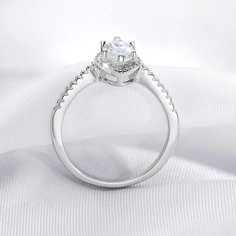 Smyoue 1CT Marquise Cut Certified Moissanite Rings for Women Simulated Diamond Wedding Band S925 Sterling Silver Jewelry GRA