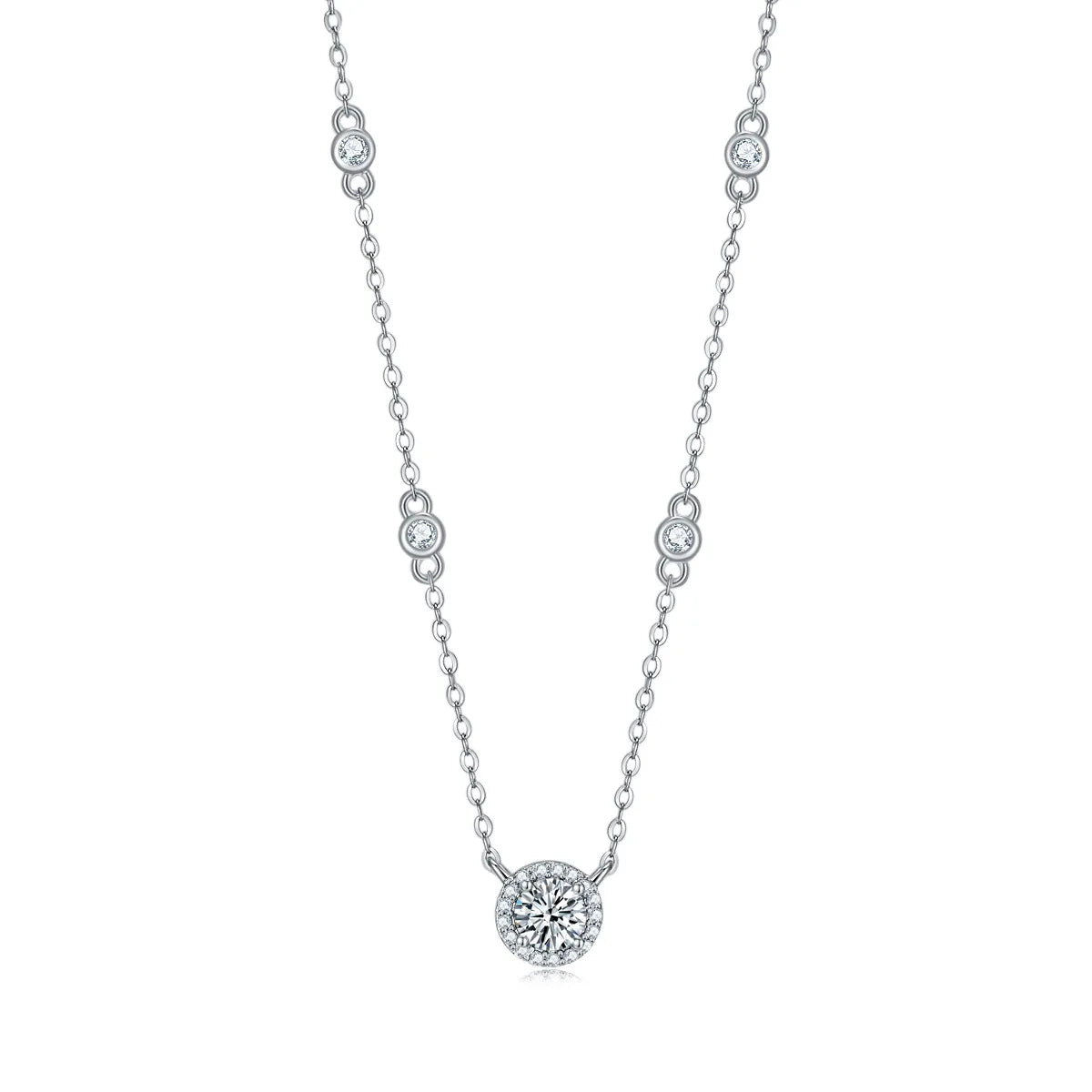 FEOBUR Sterling Silver &amp; Moissanite O-Chain Necklace