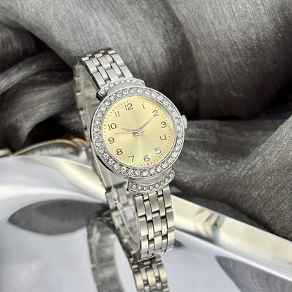 Women Curved Convex Glass Stainless Steel Watch