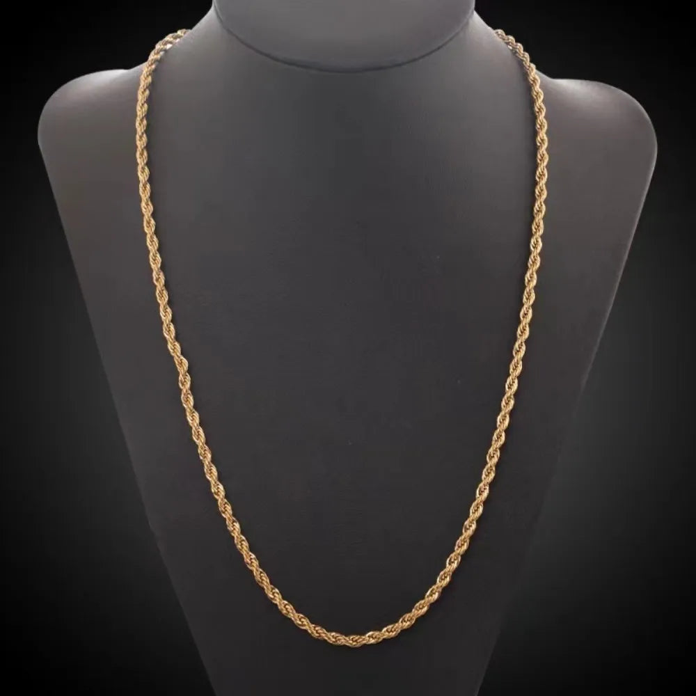 QWWASD 18K Over Silver Rope Necklace and Bracelet