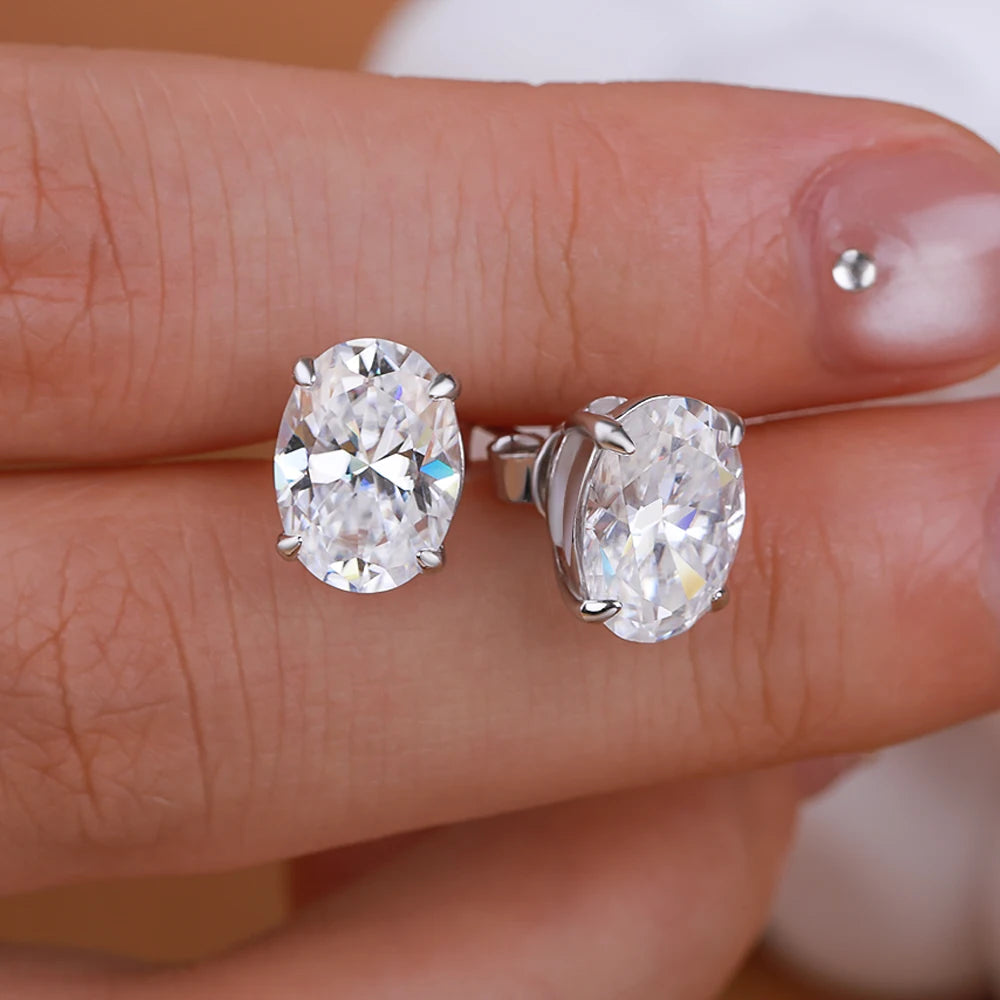 1-4CT Real Moissanite Stud Earrings For Women 925 Sterling Silver Oval Diamond Ear Stud Wedding Party Gift Jewelry GRA Certified