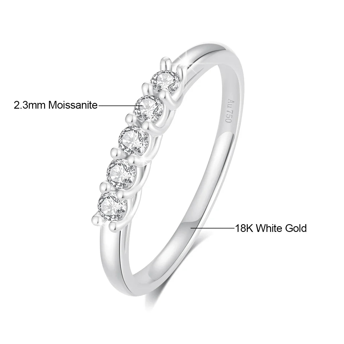 Certified 18k Gold Moissanite Ring AU750 K Gold